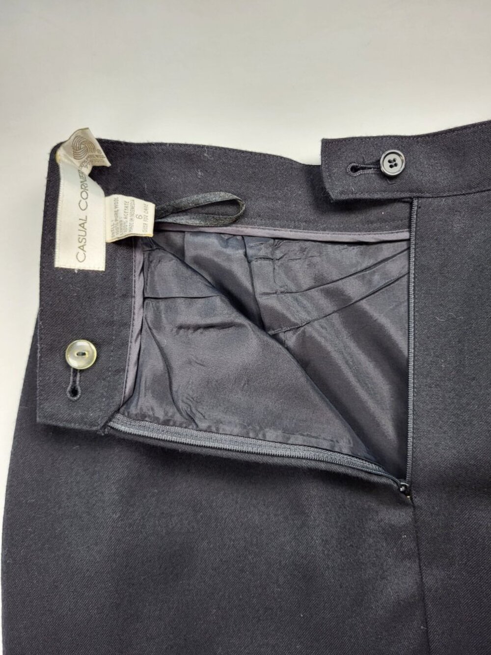 Vintage Casual Corner Black Wool Midi Pencil Skirt Size 6 - Picture 5 of 9